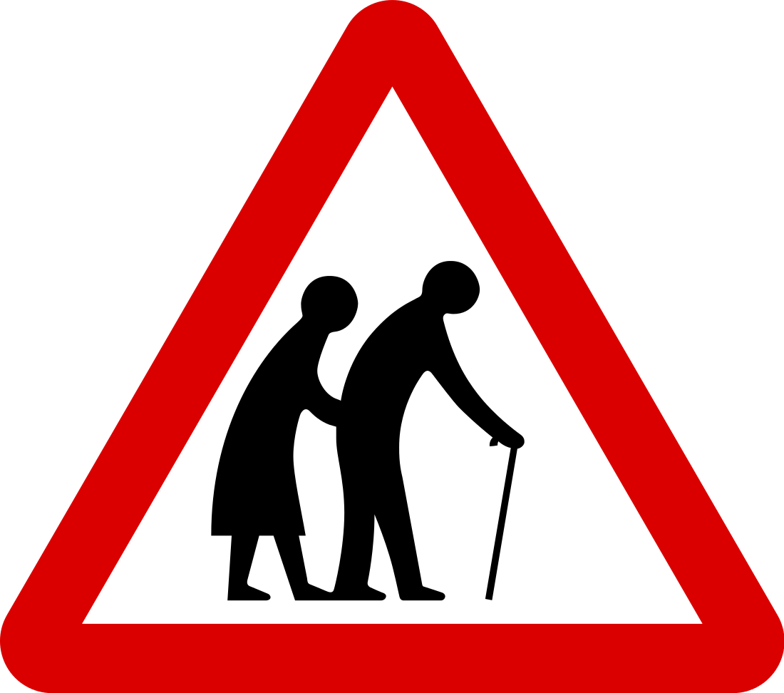 Elderly or blind people ahead